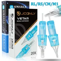 Aguja de cartucho de tatuaje JCONLY, 20 piezas, aguja de tatuaje esterilizada EMALLA, cartuchos RL RS CM M1 para máquina de tatuaje de maquillaje, suministro de pluma