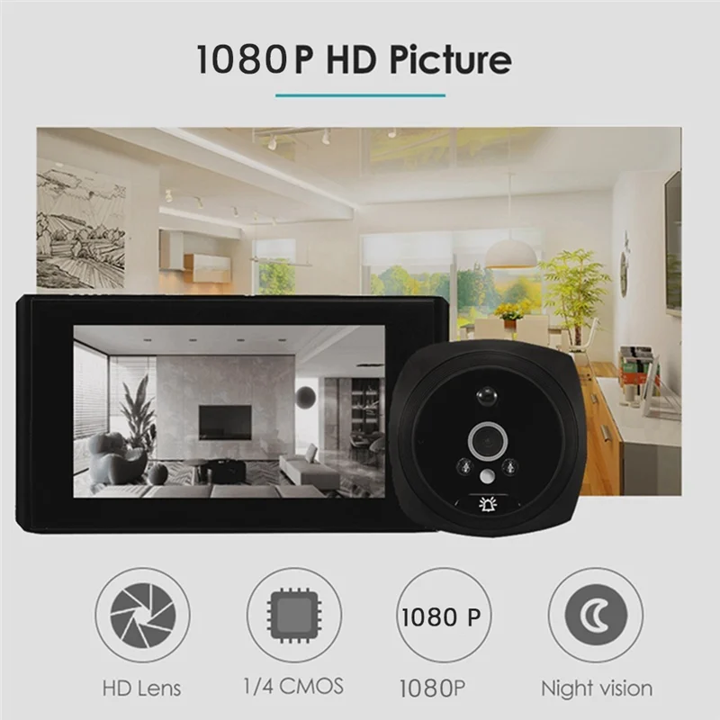 SCLS 4.5 インチ LCD スクリーン デジタル ドアベル 2MP 145 °   ナイトビジョン PIR ドアアイ電子のぞき穴ドアカメラビューア