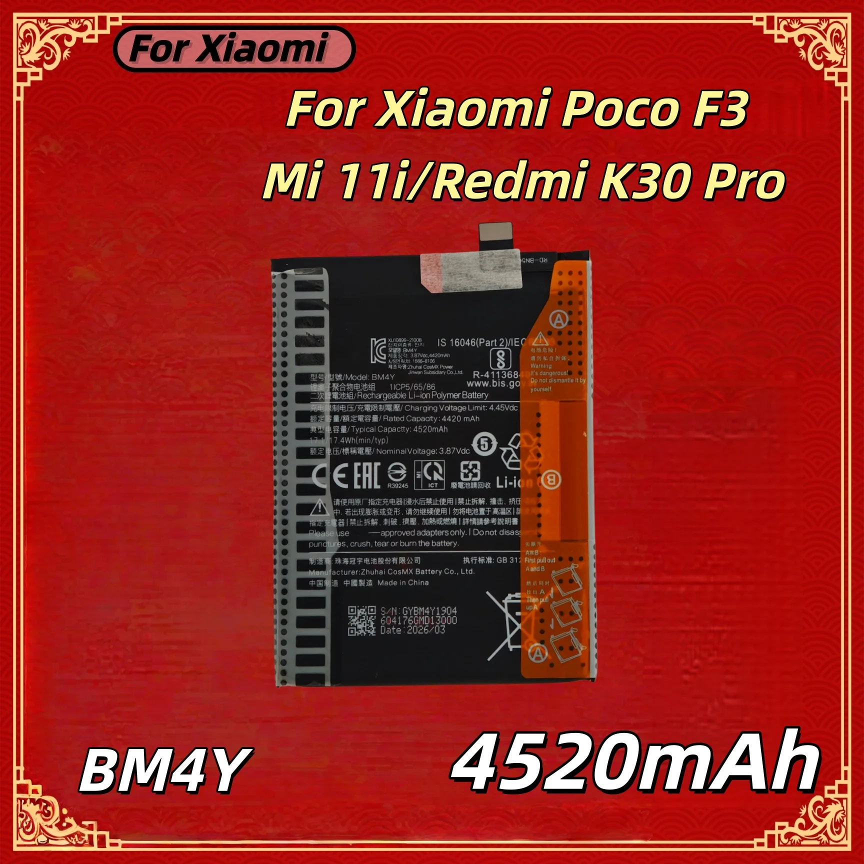 2026 Years Fast Shipping BM4Y Battery For Xiaomi Poco F3 Mi 11i Redmi K40 Pro K40Pro 4520mAh Batteries Bateria+Free Tools