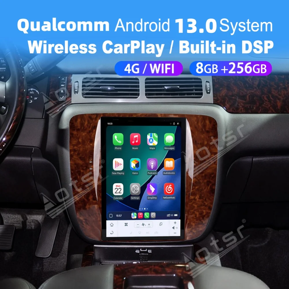 

12.1 Inch Qualcomm Android 13 Car Stereo For Chevy Suburban Tahoe GMC Yukon 2007-2013, IPS Wireless CarPlay GPS Navigation DSP