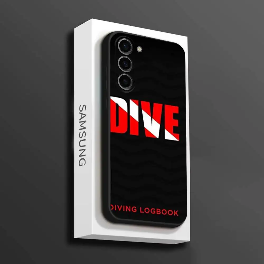 Casing Ponsel Bendera Selam Scuba untuk Samsung Galaxy A 73,72,51,53,52,71,22,5G,Note,J7,8,9 Sampul Hitam Lembut