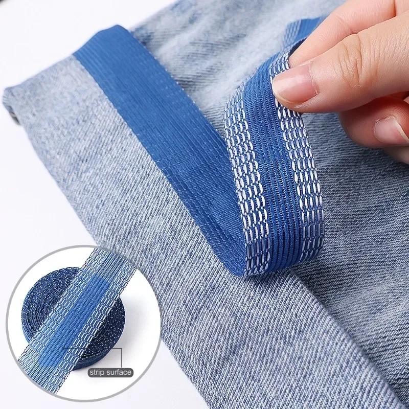 Calças auto-adesivas Edge Encurtar Colar, Hemming Iron On Jeans, Roupas, Comprimento Encurtar Fita, DIY Acessórios de costura, 5 m, 1m