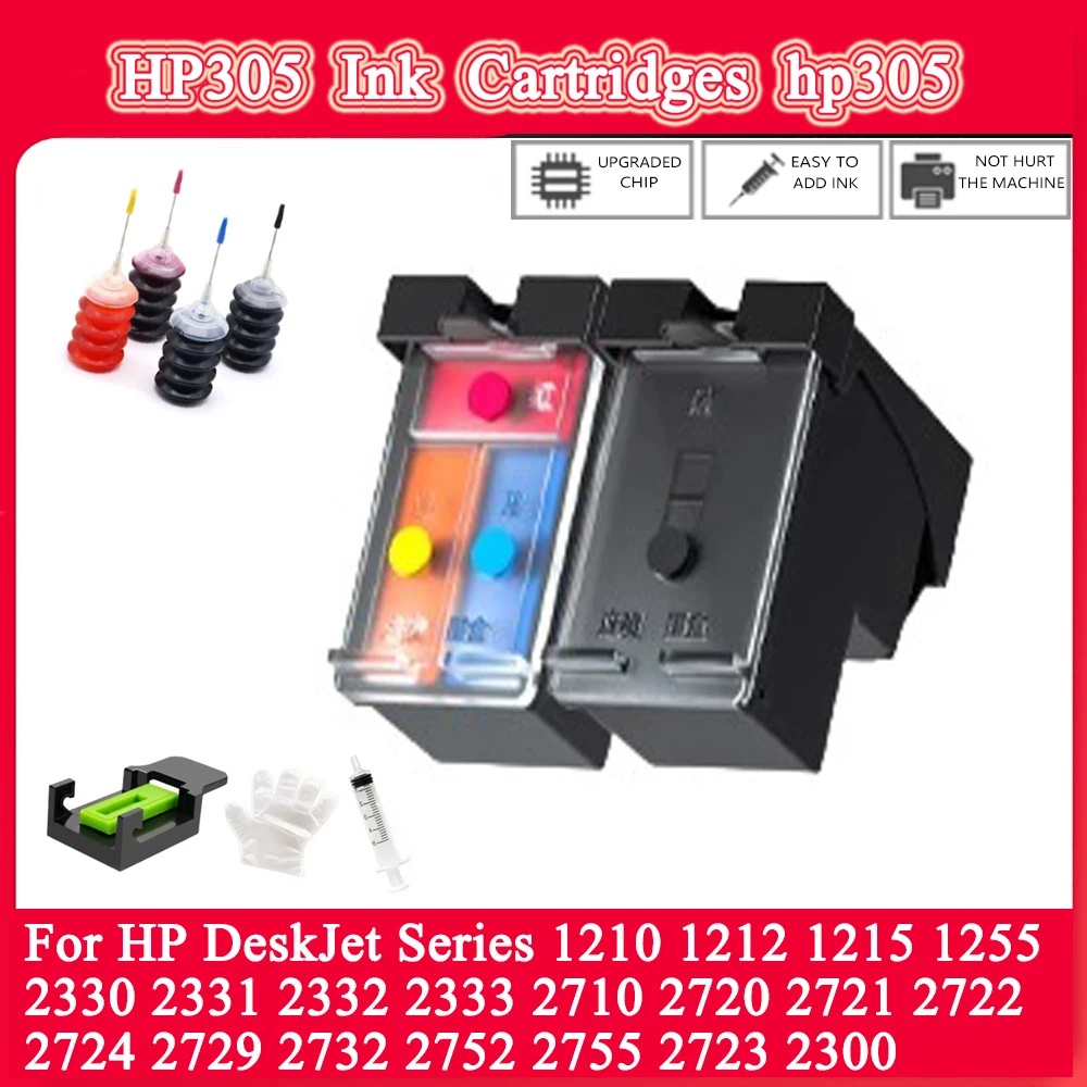 

Многоразовый картридж HP305 hp305XL для принтеров HP DeskJet 2710 2720 4110 4120 4130 Envy Pro Series 6420 6422 6430 6432