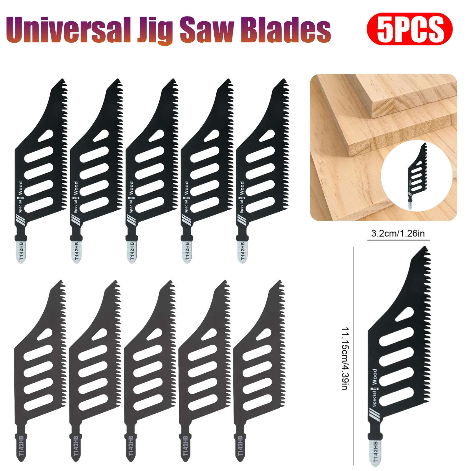 

5PCS T142HB Jigsaw Blades Replacement Curved Scroll Saw Blades For Precision Cutting T Shank Flush Cut Replacement Jigsaw Blade