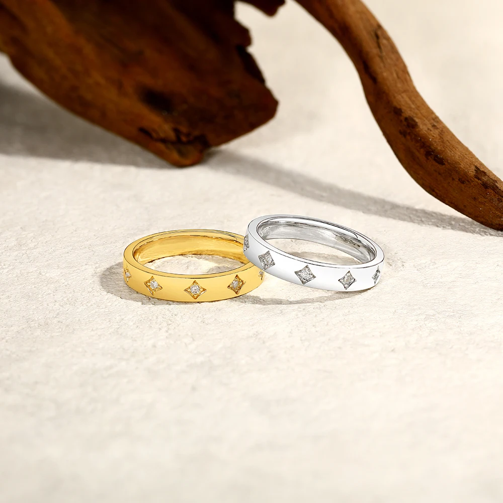 

MINTYBOX Star Moissanite Wedding Band Ring S925 Silver Stackable Lab Grown Diamond Rings For Women Engagement Jewelry Gift