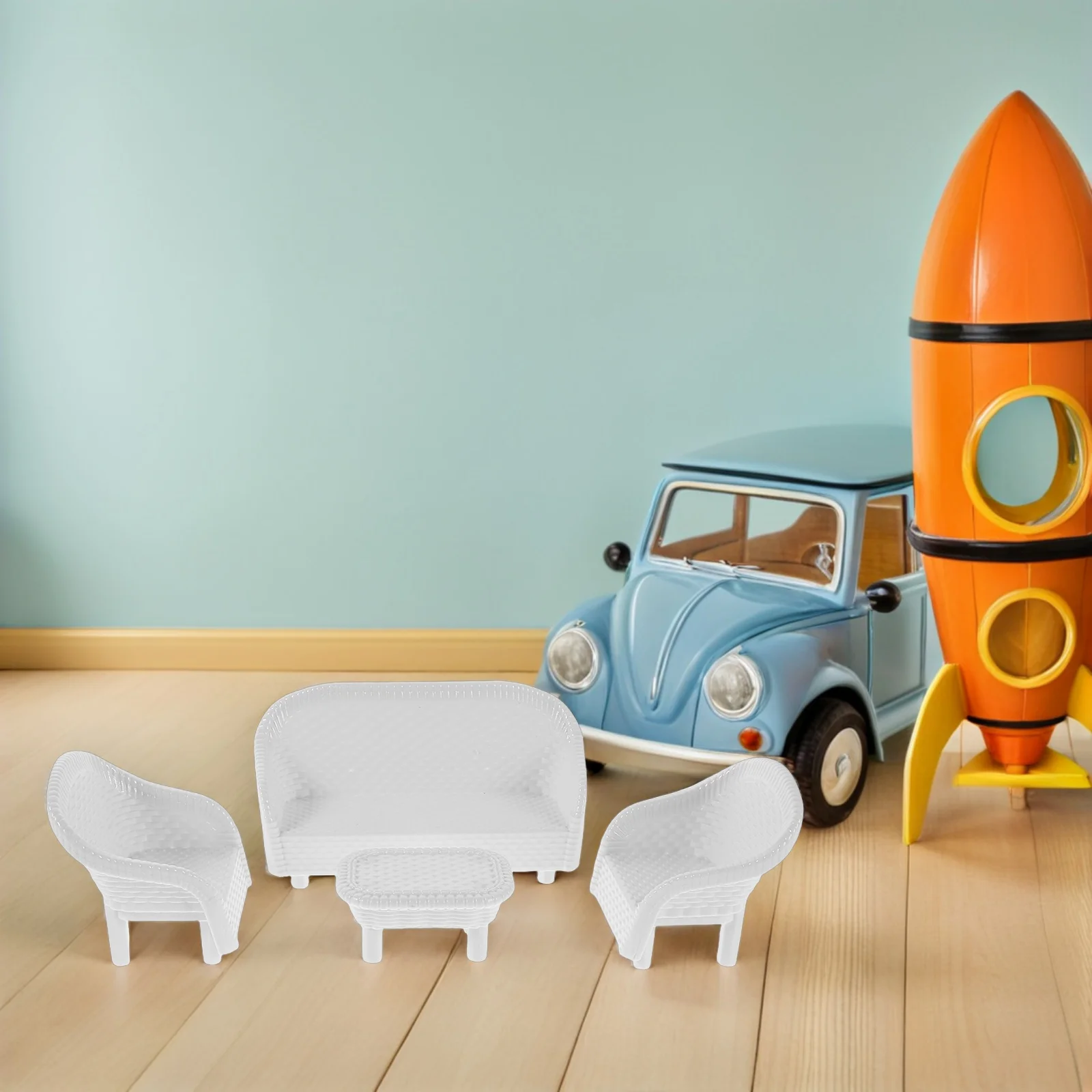 

3Sets Realistic White Mini Plastic Sofa Chair Furniture for Pretend Play Fairy Garden Sand Table Decoration Dollhouse Furniture