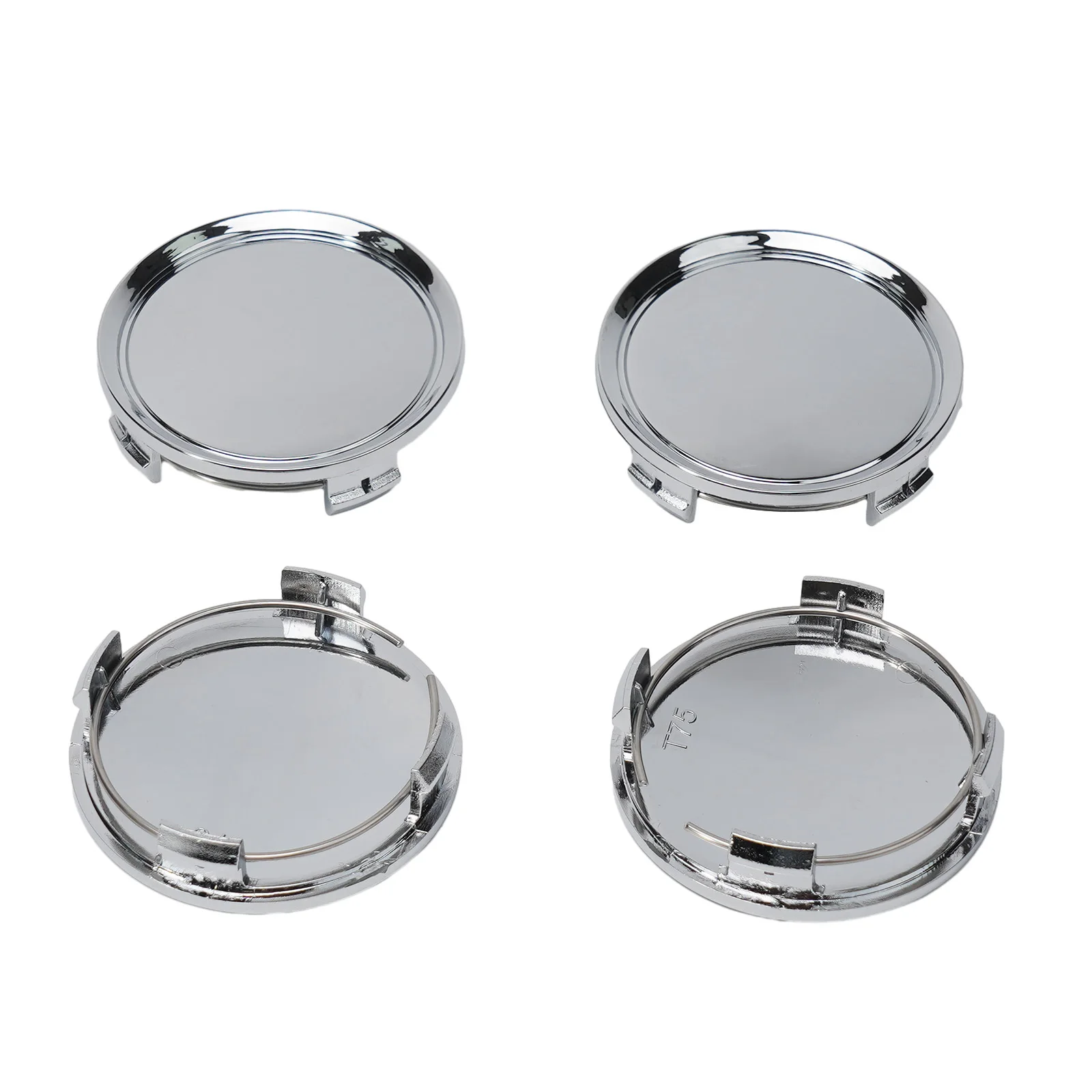 4pcs 75mm Universal Wheels Center Cap Hubcap Chrome Silver ABS Plastic Wheels Tires Accessories Parts Fit For Most Cars