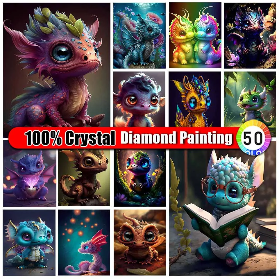 Merdika 100% Crystal Diamond Painting Dragon Baby for Children Gift Full 5d Diamond Art Embroidery Mosaic Cartoon Wall Decor