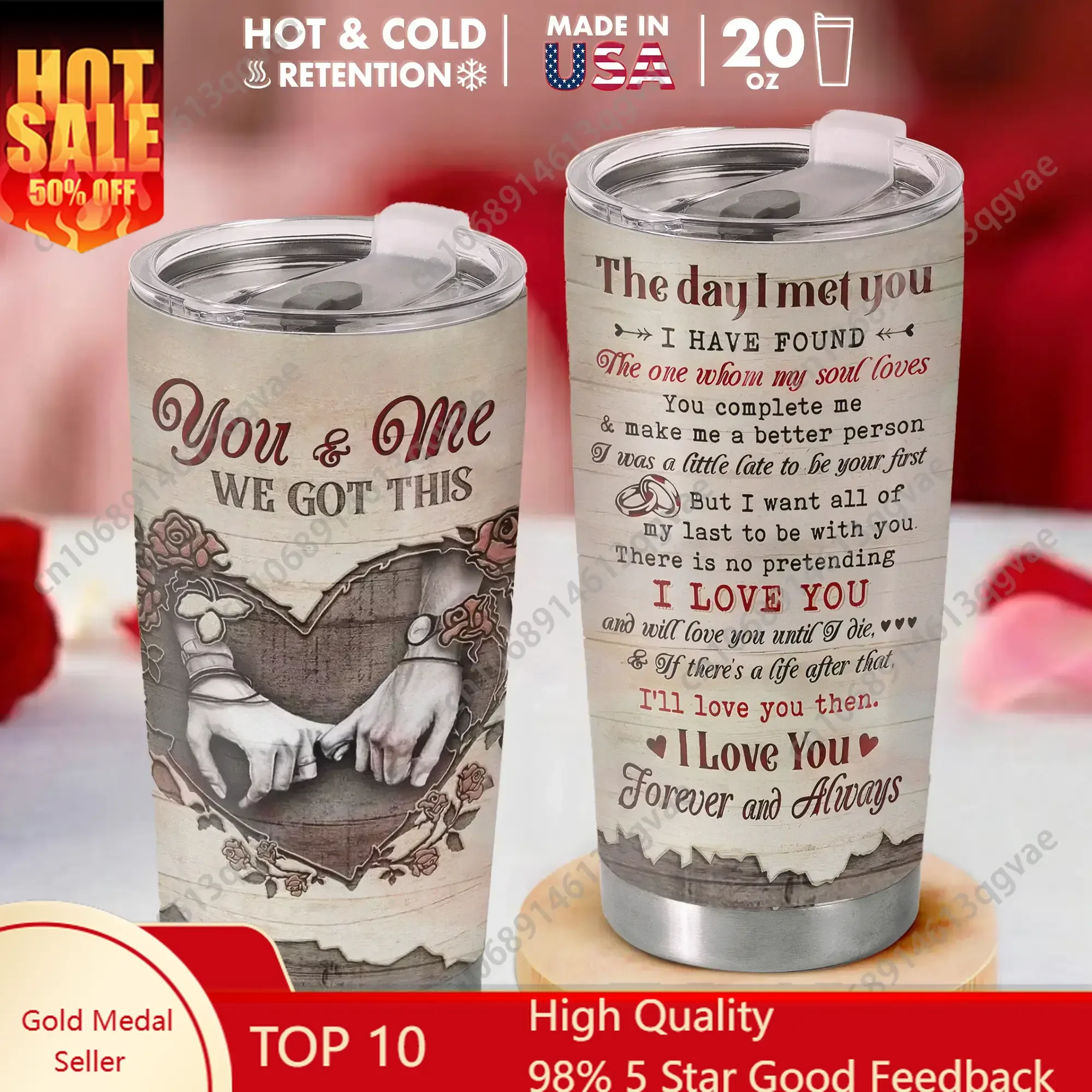 

Judywin Talk - You And Me 20 Oz Stainless Steel Tumbler Valentines gift for her Anniversary Gift For Husband Wife Romantic Dr