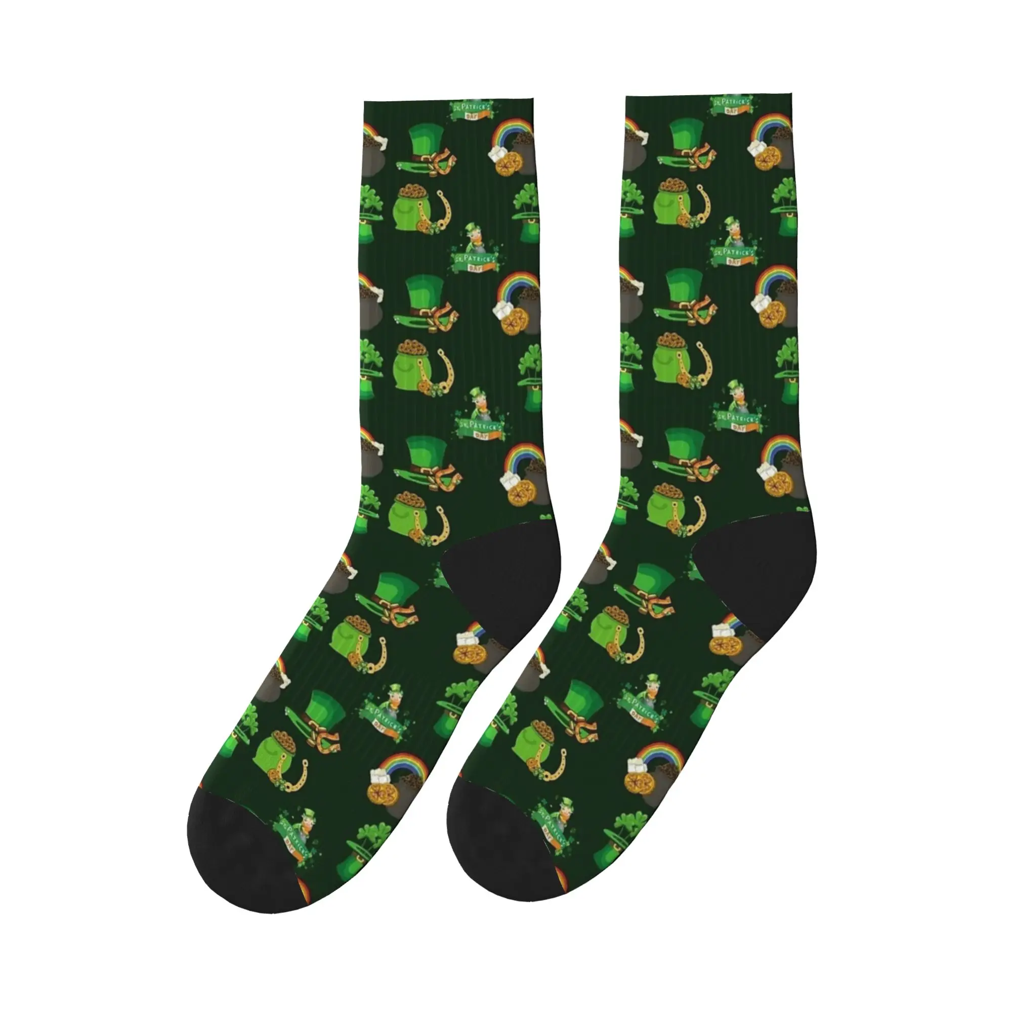 

St Patricks Day Socks Fashion Stockings Autumn Non Skid Men Socks Soft Pattern Running Sports Socks