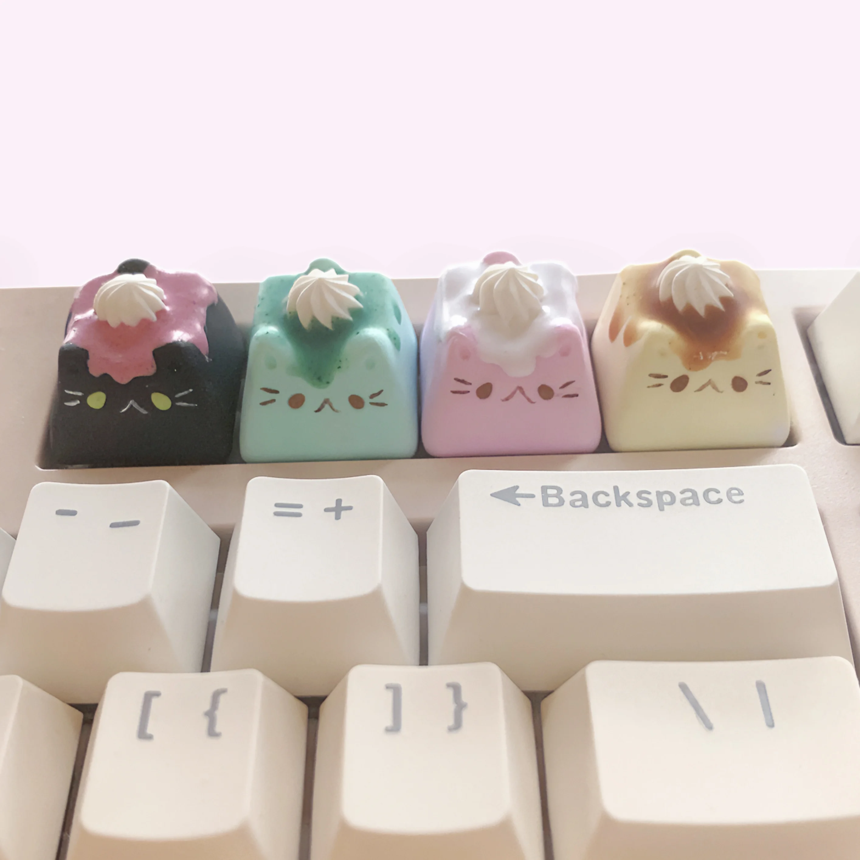 1 Piece Cartoon Cream Cat Keycaps ESC Key Personalized stone plastic clay key cap pink cat cute gift Mechanical Keyboard Keycaps