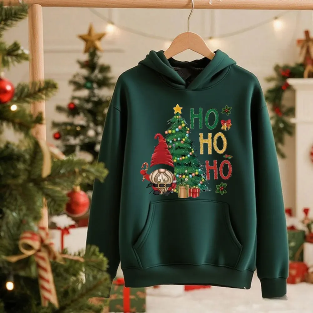 Felpe con cappuccio Europa e Stati Uniti Felpa natalizia da donna a maniche lunghe calda casual con stampa albero di Natale