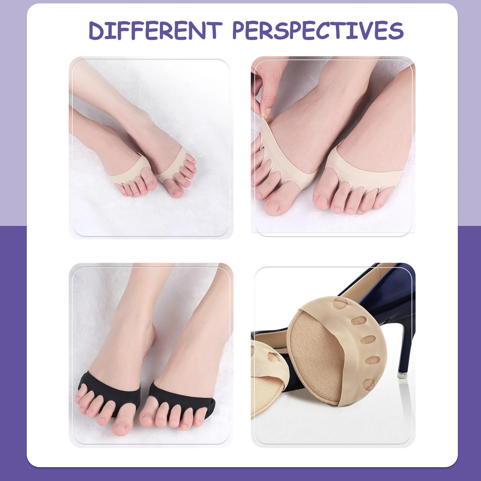 

Five Toe Socks Cotton Half Peep Grip Spacers Breathable Sweat Absorption Footwear for Sports Shoes
