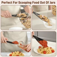 Multifunction Silicone Cooking Spoon Spatula for Nonstick Cookware, Heat Resistant Kitchen Gadgets Utensil with Wooden Handle 4