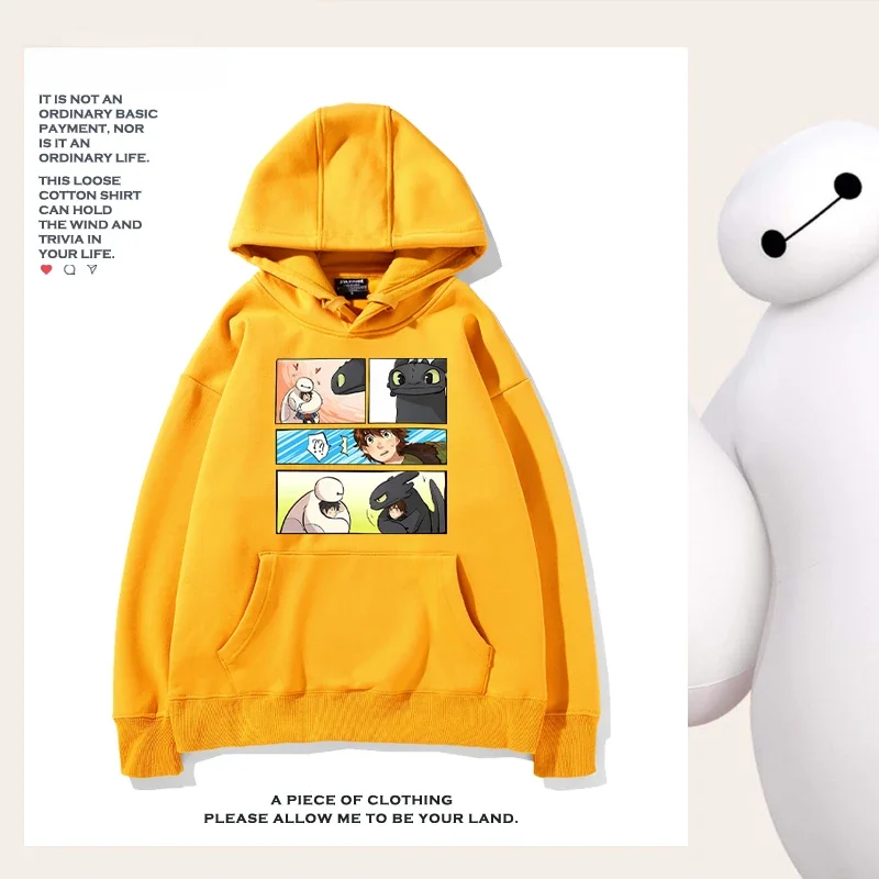 Cartoon hooded sweater Big Hero 6 Baymax Toothless hooded sweater loose Disney men's and women's springautumn versatile clothes