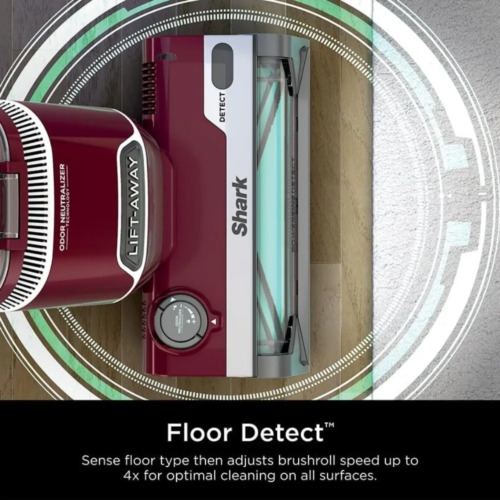 Проводной вертикальный пылесос с технологией обнаружения, антиаллергенной полной печатью и технологией нейтрализатора запаха, бордовый