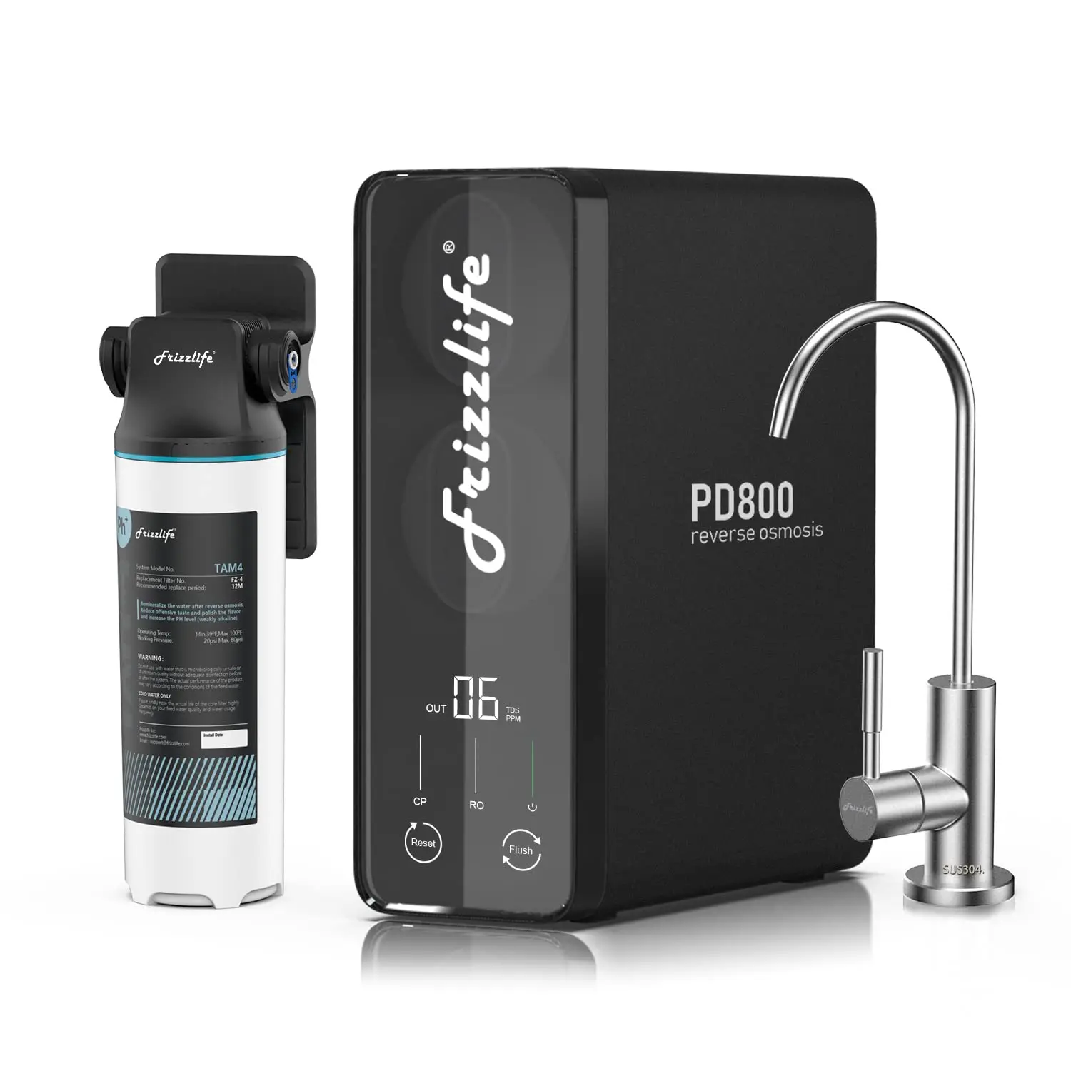 RO Reverse Osmosis Water Filtration System - 600 GPD High Flow, Tankless, Reduce TDS, Compact