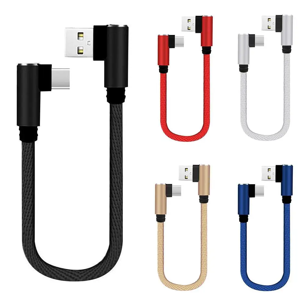 25cm USB To Type C Short Charging Cable 3A Fast Charging Cord Elbow 90 Degree USB C Micro USB Cable For Xiaomi 