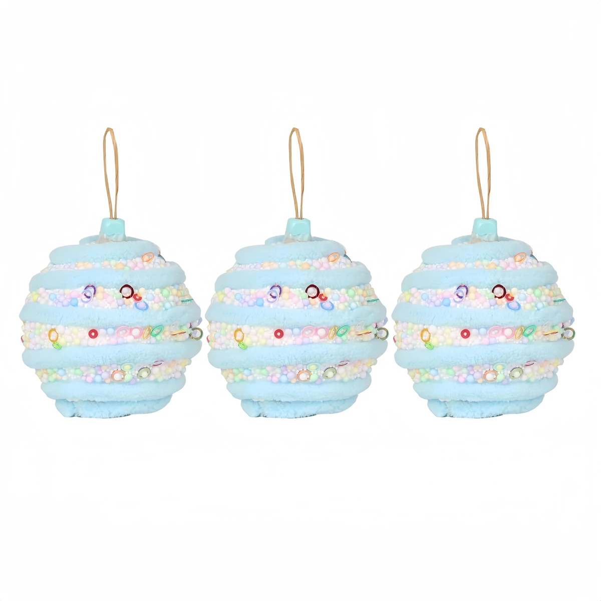 Aesthetic Appeal with Colorful Designs on These Decorative Xmas Balls For Tree and Table Centerpieces Set of Three