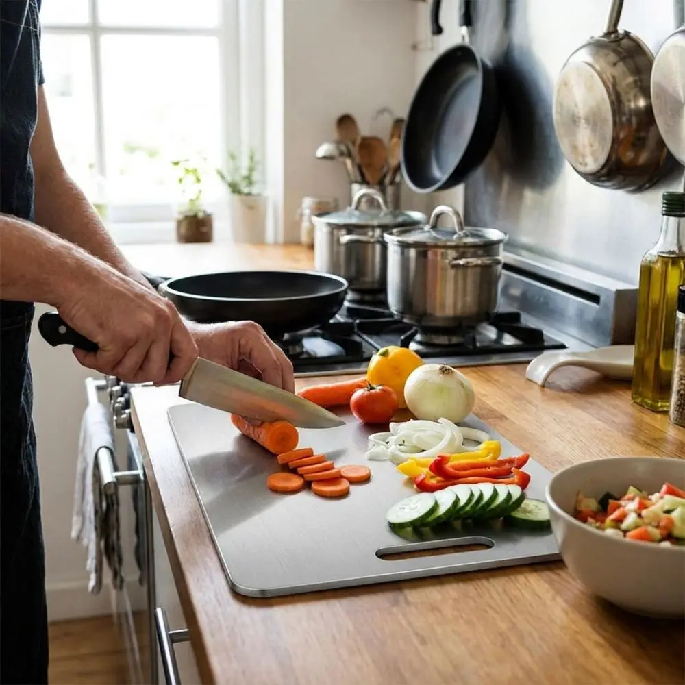 Double-Sided Stainless Steel Cutting Board Mildew-Proof Thickened Fruit Cutting Board Multi-functional Kneading Board