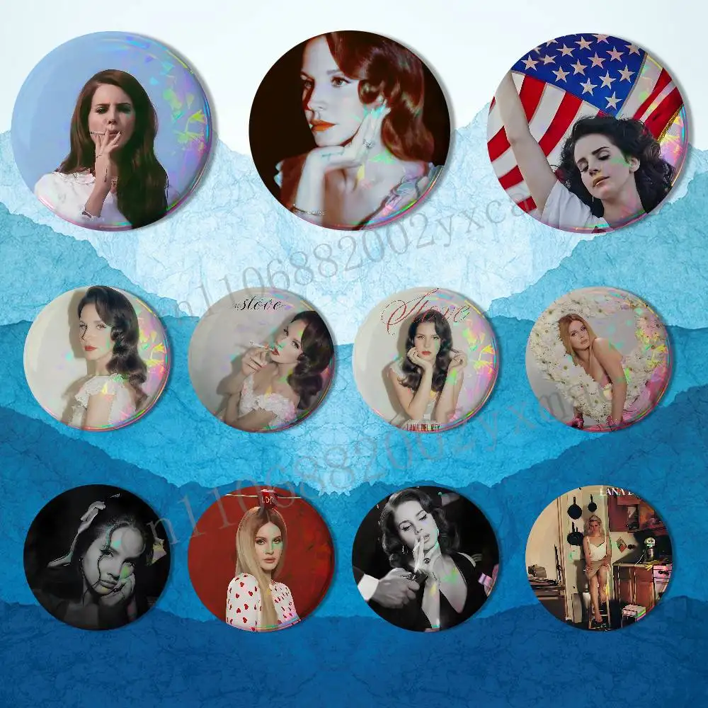 

HOT L-Lana Del Rey album Stove Badge on Backpack Clothes decoration Tinplate Round Brooch Funny Custom Gifts for Friend