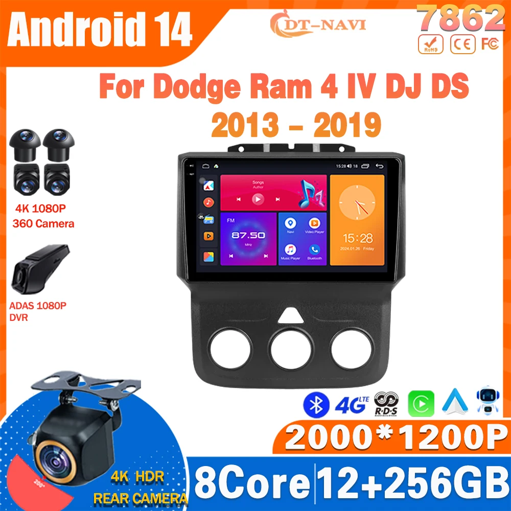 

Android 14 Car Radio For Dodge Ram 4 IV DJ DS 2013 - 2019 Multimedia Video Player GPS 4G Carplay Stereo NO 2Din DVD Head Unit