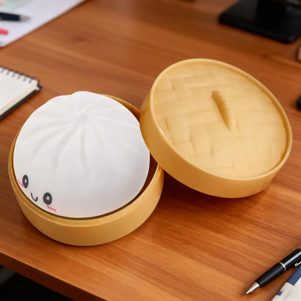 Colorful Dumpling Squishes Stress Balls Fidget Sensory Toys Simulation Food Squishies Bun With Steamer Dough Ball Gifts