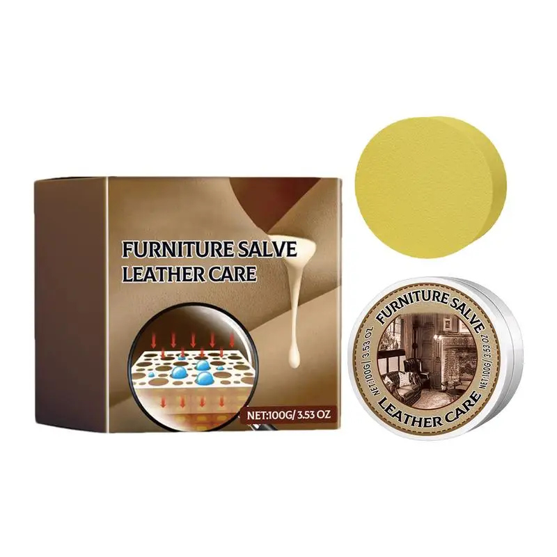 

Leather Salve For Furniture Leather Sofa Smooth Leather With Sponge Revives Dried-Out Natural Conditioner Cleaner