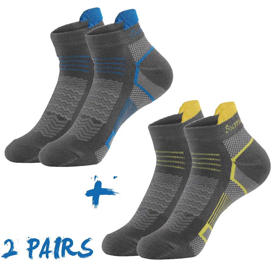 2 Pairs/Lot Sports Socks Men Running Outdoor Athletic Cycling Jogging Cotton Heel Design Short Sock Travel Casual 2 Colors