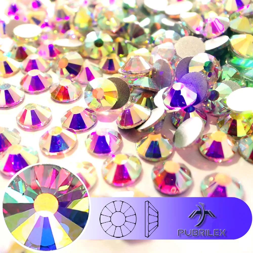 Großhandel Ss6 Ss10 Ss12 Ss16 Ss20 Ss30 Crystal AB Strass Flache Nagelkristalle Glasrhinestones für DIY-Bekleidung und Handarbeiten – Detail 4