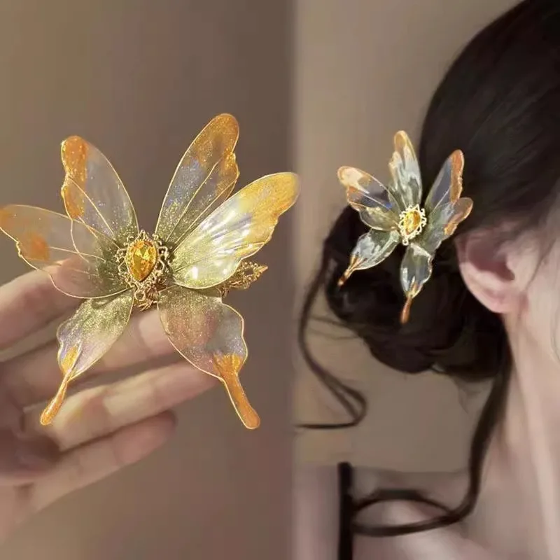 Pinzas para el cabello Mariposa 3D Niñas Mariposa Sueño Súper Hada Mariposa Retro China Clip LATERAL Barrette Accesorios Tyl Для Волос