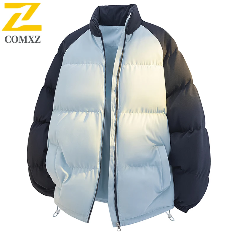 

Couple's Cotton Jacket 2025 New Color Blocked and Thickened Cotton Warm Stand Up Collar Jacket Outdoor Casual Winter Down Jacket