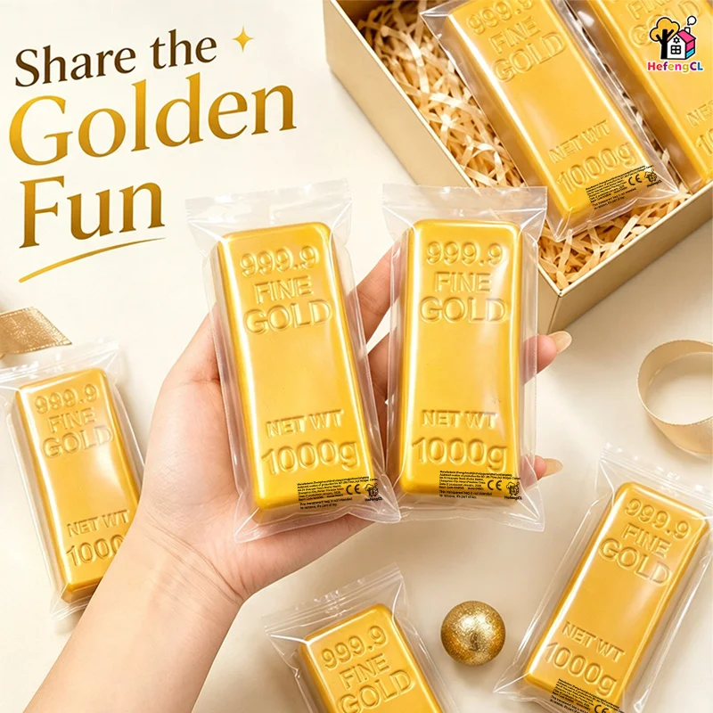 1PC Soft Slow Rebound Gold Bar Shape Squeeze Toy Novel Fidget Touch Toy Stress Relief Decompression For Adults Kids