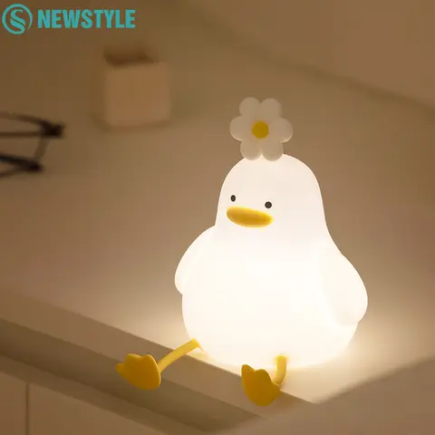 실리콘 오리 밤 빛 디 밍이 가능한 보육 잠자는 램프 USB 충전식 타이밍 침대 옆 터치 램프 어린이 방 장식