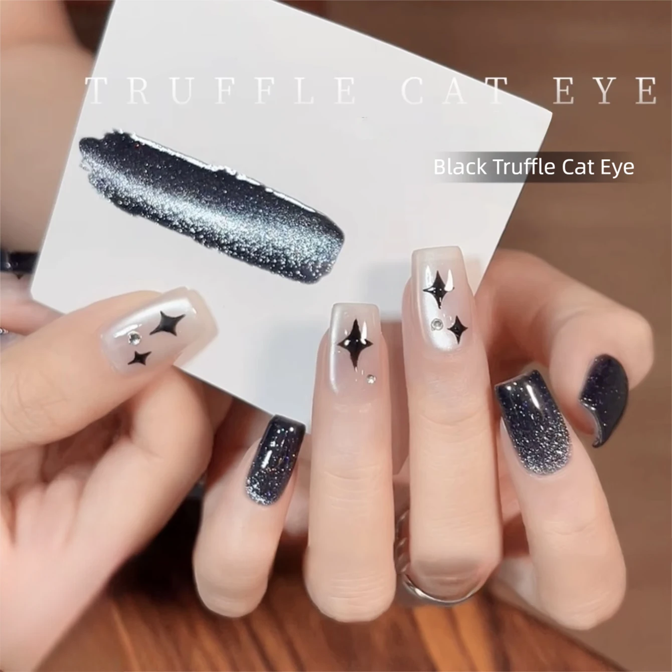 10ML 1 Stück Schwarzer Nagel-Aufheller Super Flash Black Diamond Glasperlen Magnet Katzenauge Gel-Nagellack – Detail 3