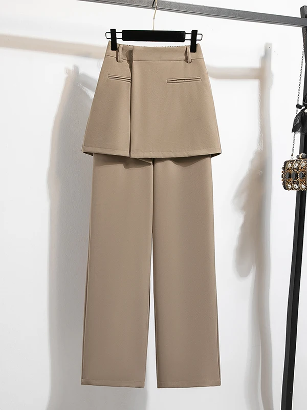 Bla スーツパンツ レディース レイヤードスカートパンツ カジュアルパンツ ハイウエスト ナイロン生地 ルーズフィット 秋デザイン ブランド名 レディース...