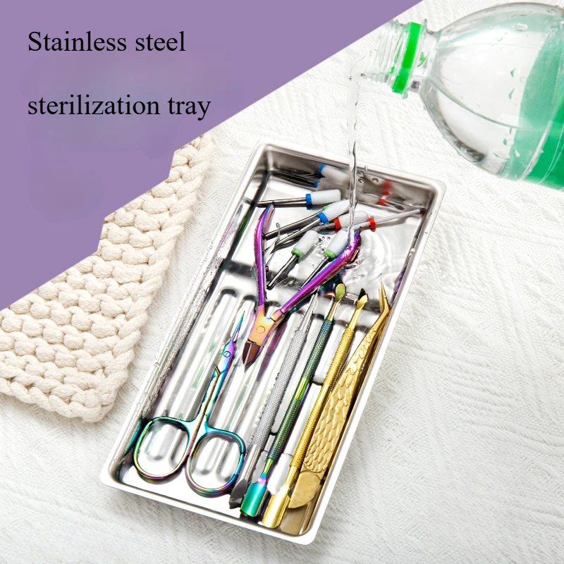 Professional Sterilizing Box for Nail Art Tool Stainless Steel Nail Clippers Scissors Tweezer Hygienic Disinfection Storage Tray