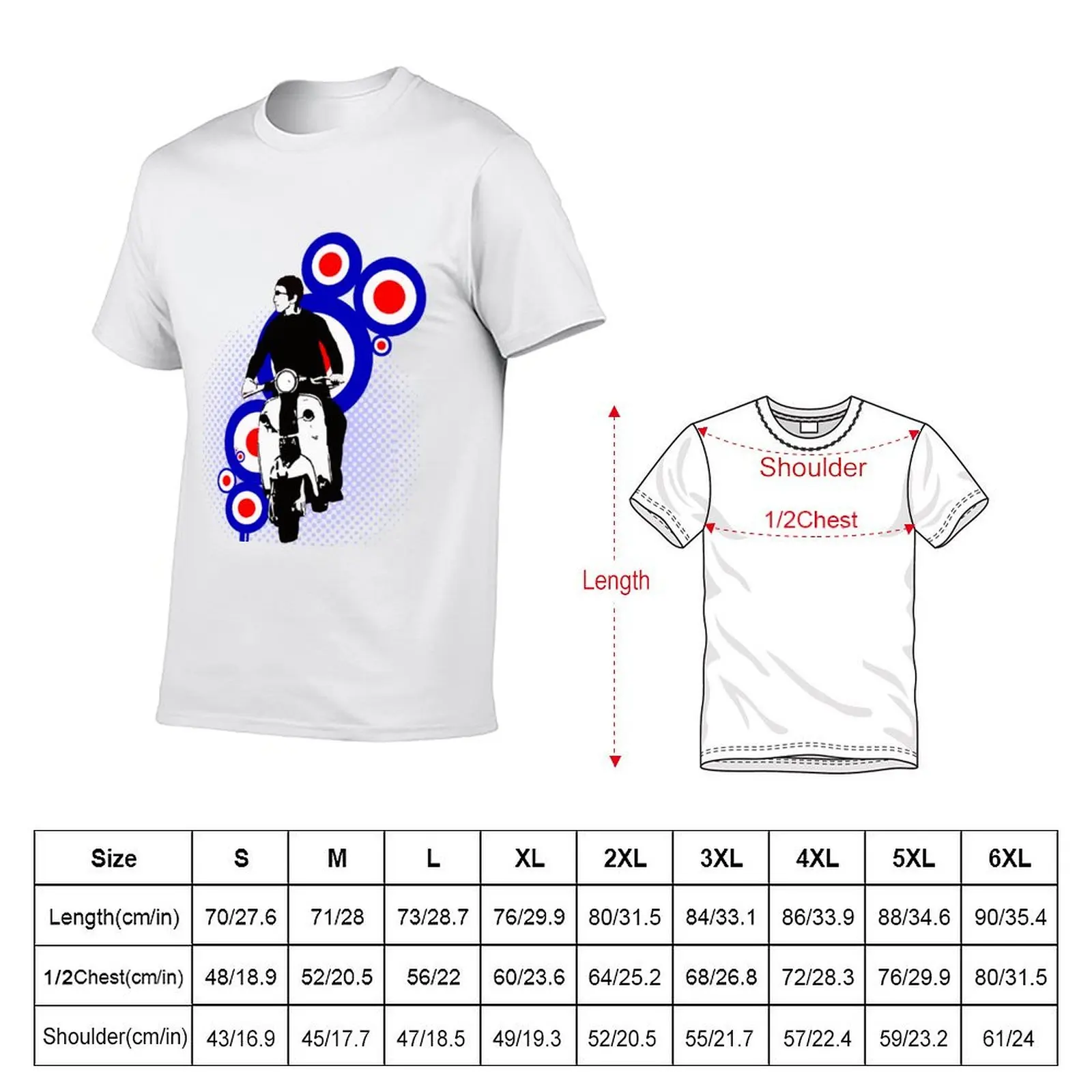 Scooter rider on target design T-Shirt Basic Crew Neck Short Sleeve Top