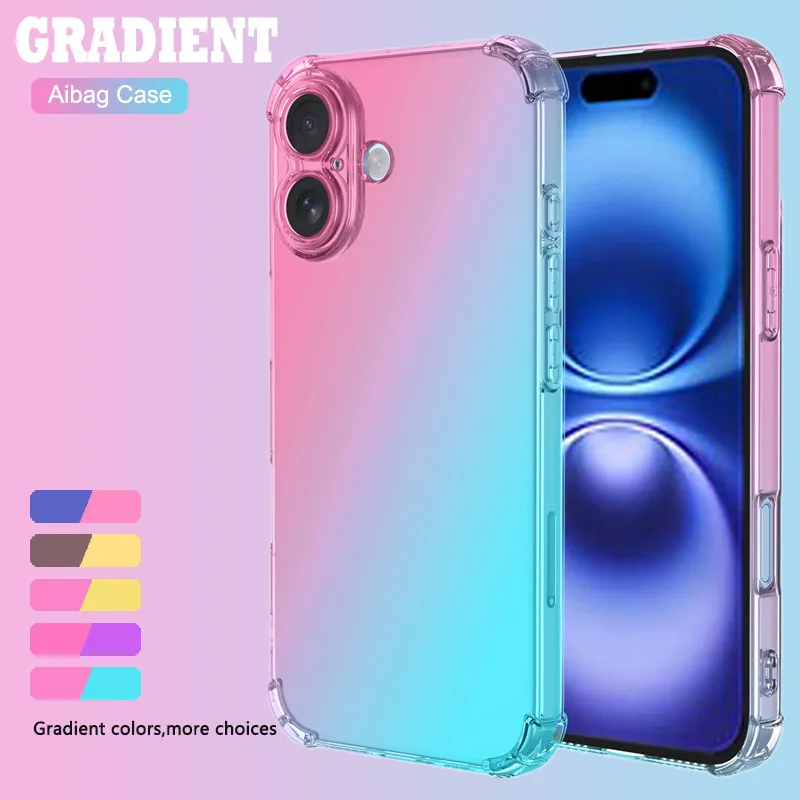 Nowe etui z gradientem TPU, odporne na wstrząsy, z poduszką powietrzną, do Apple iPhone 17 Pro Max iPhone 17, ochronne etui na tył telefonu, obudowa, coque, fundas
