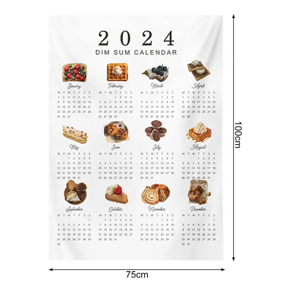 カレンダー壁掛け布,12か月,リビングルームとベッドルーム,新年の贈り物,クリスマスの装飾,2024