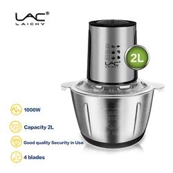 Processador elétrico de alimentos Nec-household, 2l capacidade, recipiente em aço inoxidável para carne, legumes, alho, moedor de carne