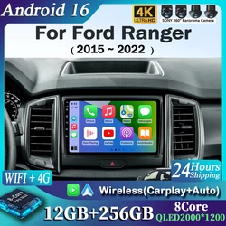For Ford Ranger 2015 2016 2017 2018 2019-2022 Android 16 Car Radio Stereo QLED Screen GPS Multimedia Carplay Autoradio Head unit