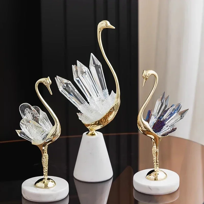 

Light Luxury Modern Decoration Crafts Marble Creative Crystal Swan Decoration Crafts Aesthetic Room Bedroom Home Decor FYFM