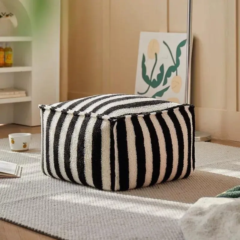 modern-minimalist-tatami-zafu-cushion-living-room-low-stool-bedroom-footrest-small-stool-home-use-sofa-plush-stripe-pattern