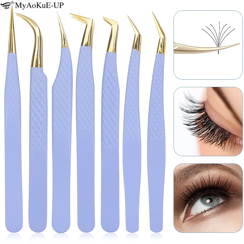 Paars Rvs Wimper Extension Pincet Wenkbrauw Clip Enten Valse Wimpers Pincet Lash Refill Verwijderen Make-Up Tool