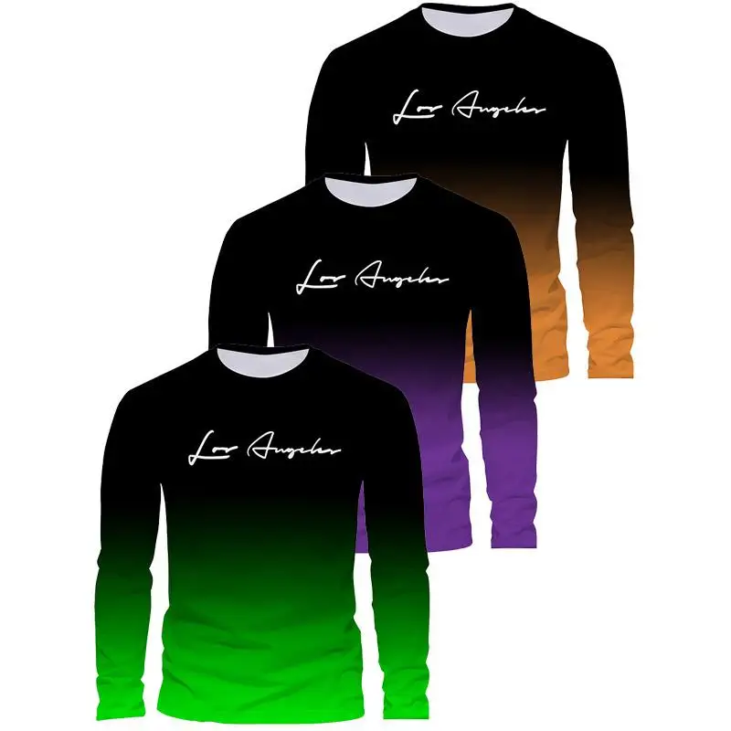 

3 long sleeve T-shirt men's crewneck casual shirt Fashion loose T-shirt youth polyester men spring and autumn hot sale