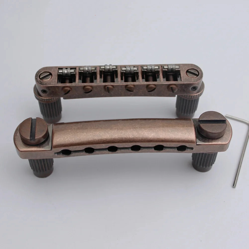 Guitar Stop Bar Tailpiece with Anchors +Tune O Matic Roller Saddle Guitar Bridge Studs Bronze color for  SG  LP Guitars