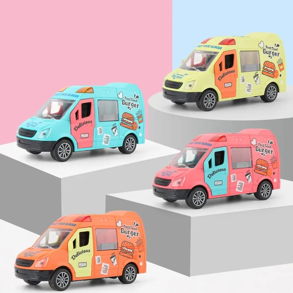 Random Color Plastic Push Forward/Backward Openable Door Ice Cream Truck Van Lorry Model Kitchen Role Play Mini Inertia Car