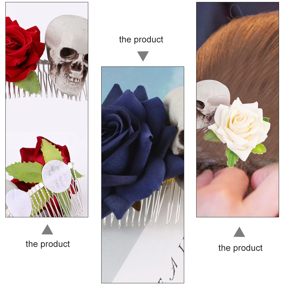 

3 Pcs Halloween Hairpins Rose Decor Glamorous Party Women Hair Combs Unique Fashion Accessories Costume Daily Wear