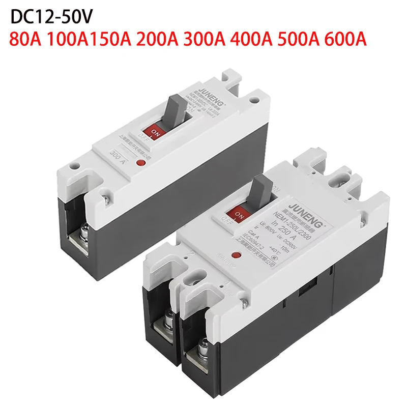 2P DC Circuit Breaker 12V -120V High Power Solar Battery Protector 80A 100A 125A 160A 200A 250A 300A Auto Overload Protection